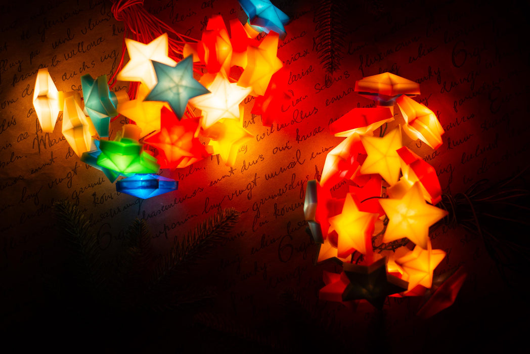 Vintage Star Christmas Lights, Retro Christmas Tree Garland, Working Christmas String Lights