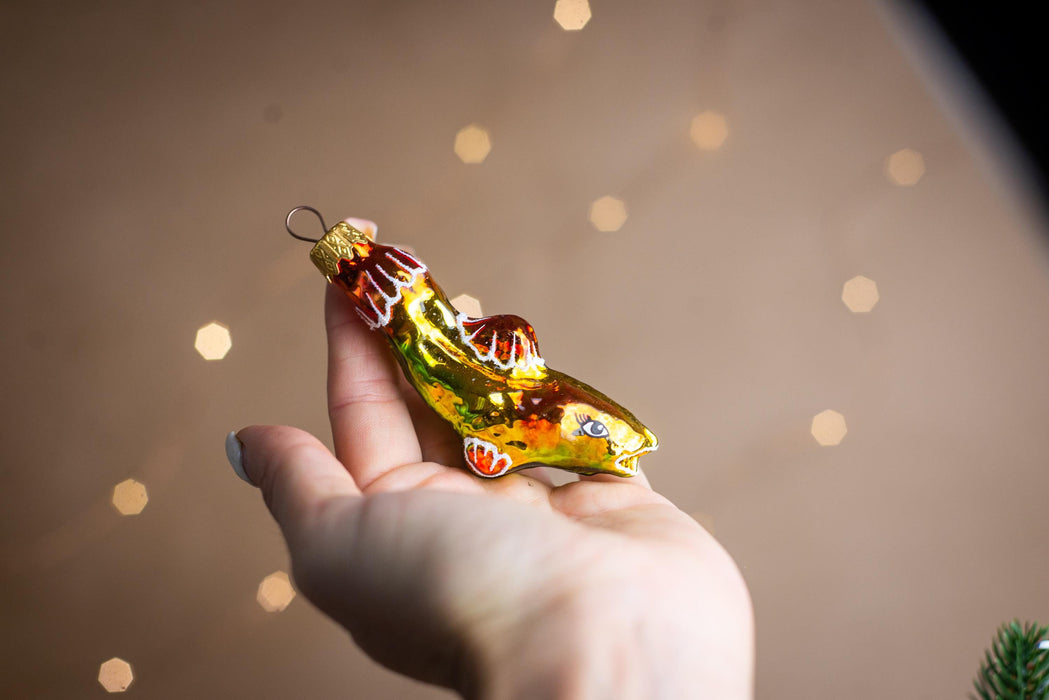 Goldfish Glass Christmas Ornament, Hand Painted Koi Fish
