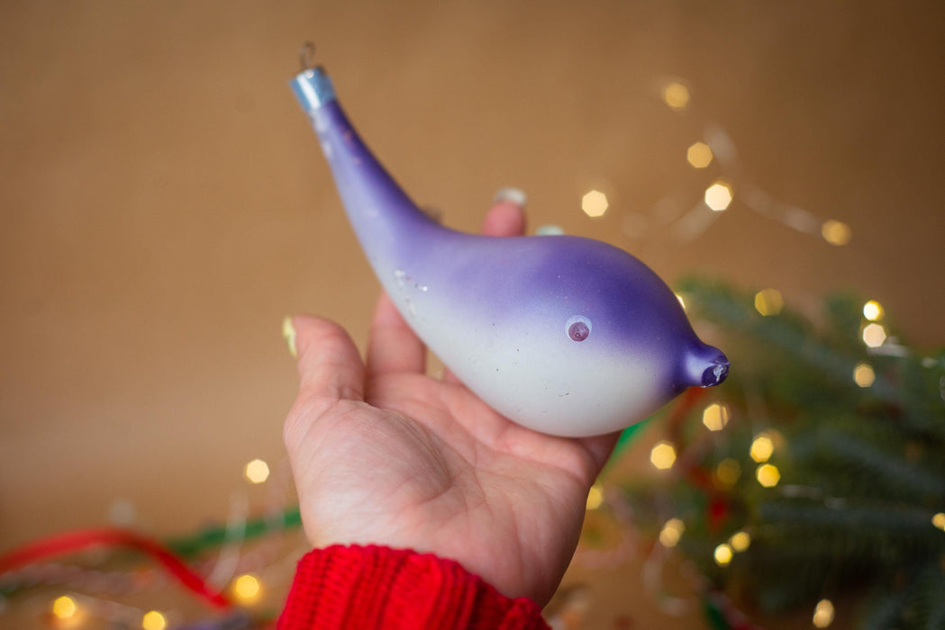 Vintage Purple Ombre Glass Dolphin Christmas Ornament