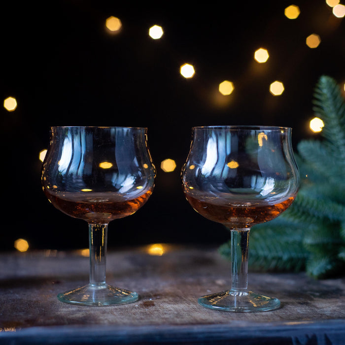 Vintage Brandy Glasses, Set Of 2 Stemmed Cognac Goblets, RetroBar