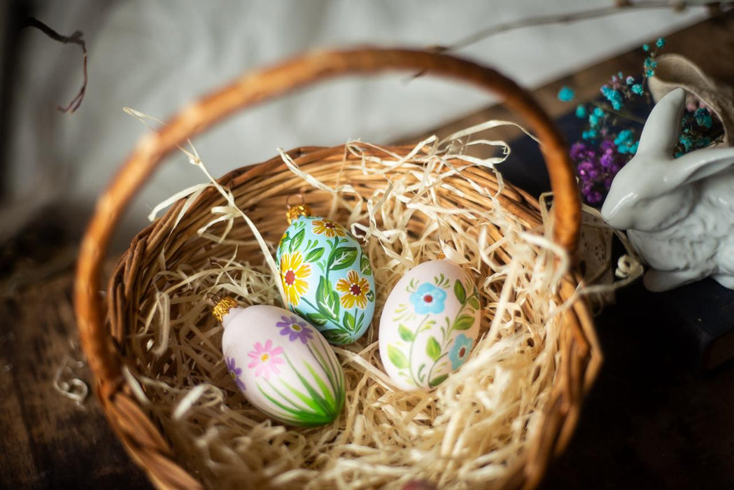 Hand Painted Easter Eggs | Spring Flower Decor & Glass Egg Ornaments - Easter Gift Ideas