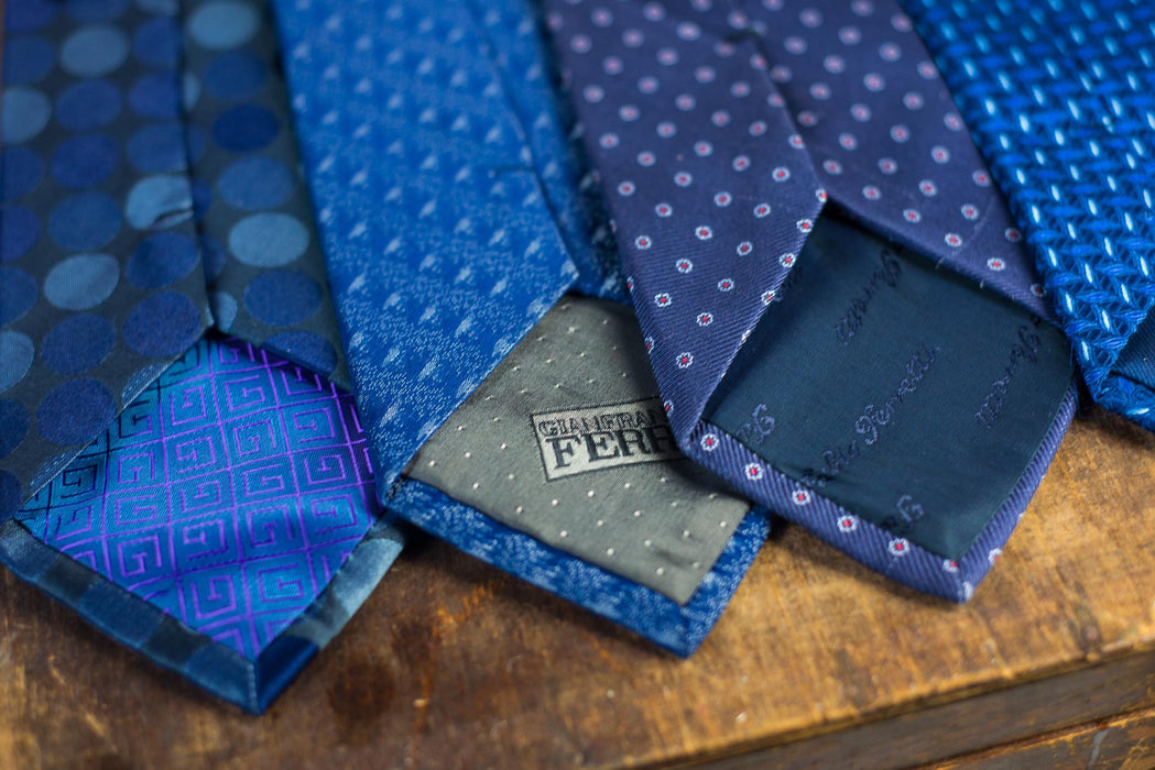 Vintage Blue Silk Neckties, Designer Wedding Tie Collection, Italian Formal Menswear