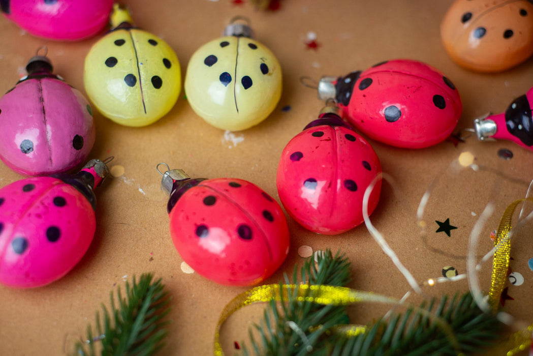 Ladybug Christmas Ornament, Vintage Glass Christmas Tree