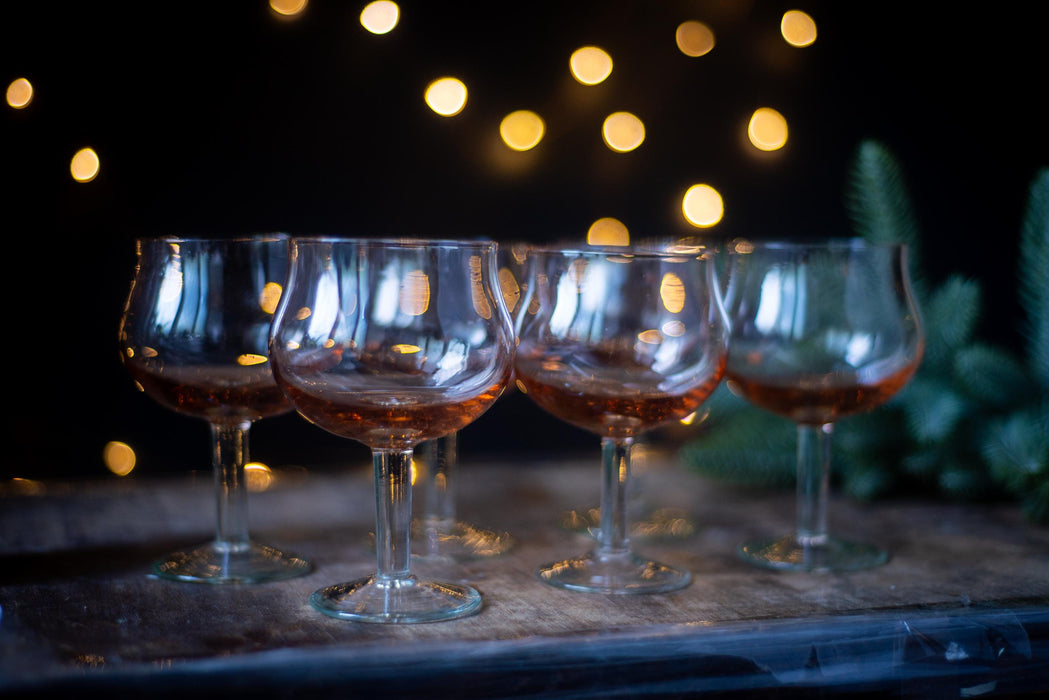 Vintage Brandy Glasses, Set Of 2 Stemmed Cognac Goblets, RetroBar