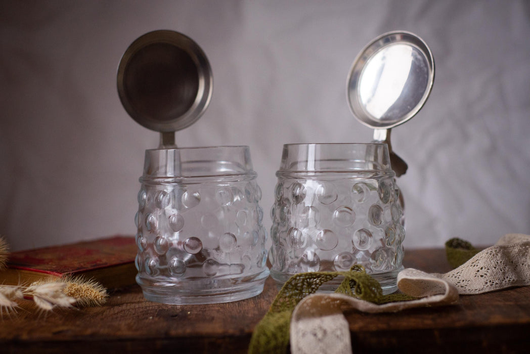 Vintage German Glass Beer Stein with Metal Lid Classic Barware Tankard