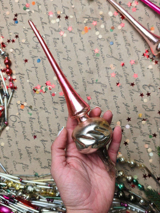 Vintage Silver & Pink Glass Christmas Tree Topper – 1960s