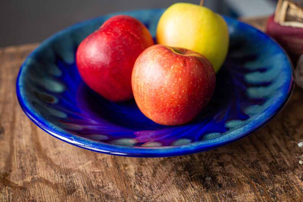 Cobalt Blue Serving Bowl – Vintage Large Ceramic Salad Plate for Pasta