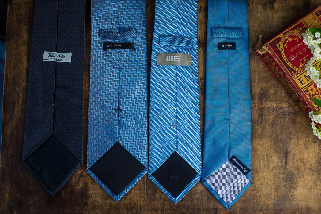 Vintage Blue Silk Neckties, Designer Wedding Tie Collection, Formal Business Neckties