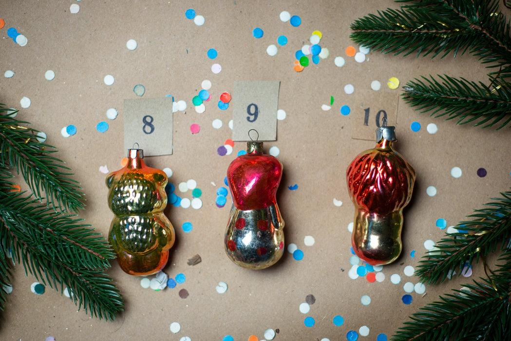 Vintage Glass Animal Christmas Ornaments, Mid Century