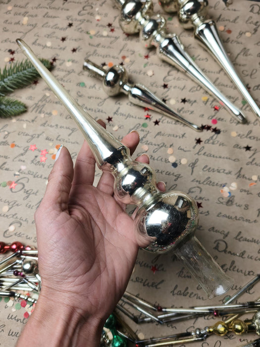 Vintage Silver Beaded Glass Tree Toppers – 1960s
