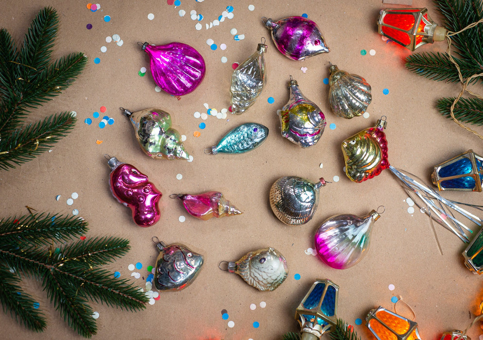 Vintage Glass Sea Ornaments, Nautical Christmas Tree