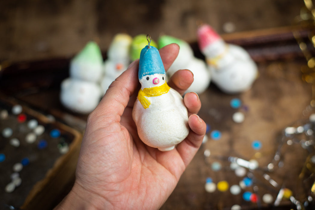 1960s Foam Plastic Snowman Ornaments, Soviet Retro