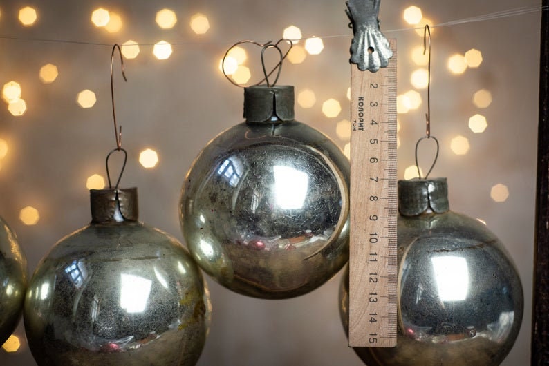 Vintage Silver Glass Ornament, Old World Christmas