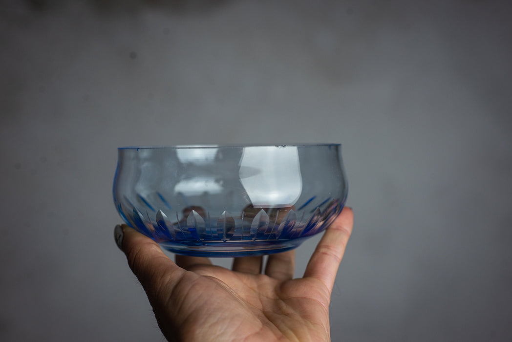 Vintage Blue Glass Serving Bowls – 1980s Set