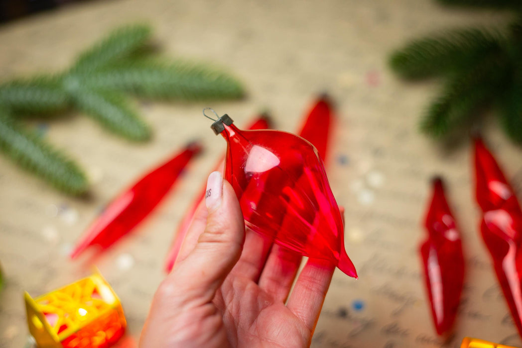 Vintage Red Glass Christmas Ornaments, Set of 6 – 1950s