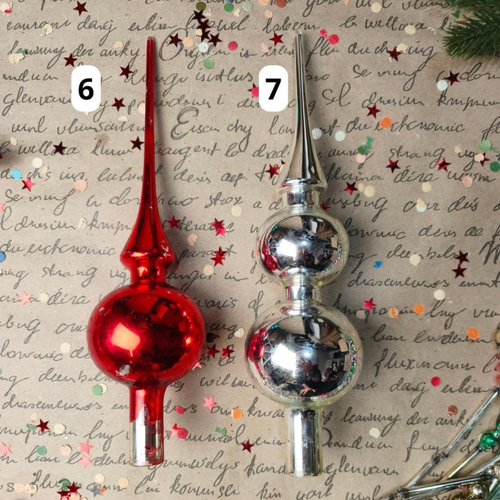 Hand-Painted Glass Christmas Tree Topper – Colorful Finial