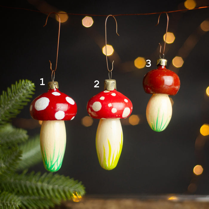 Vintage Mushroom Glass Ornament Fly Agaric Christmas Tree