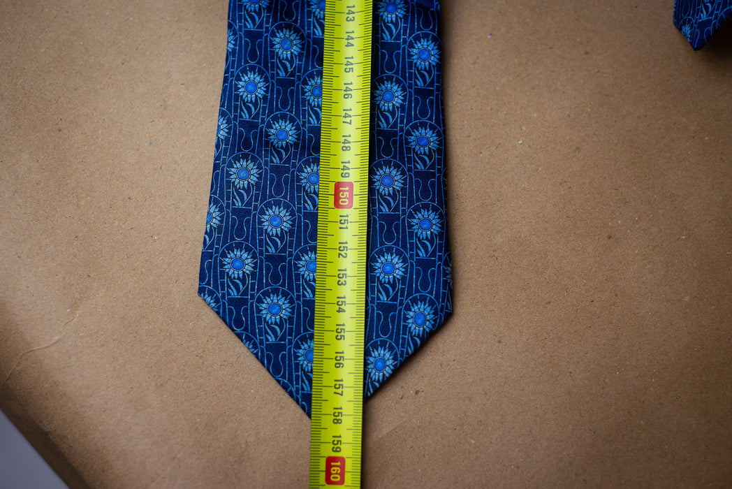 Vintage Lanvin Silk Tie, Blue Designer Necktie for Wedding Gift