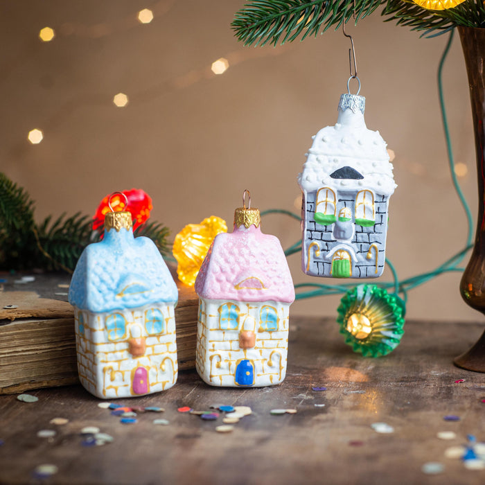 Glass Gingerbread House Ornament, Handblown Christmas