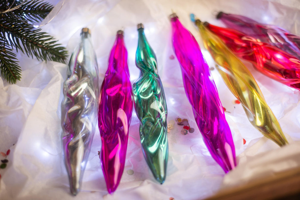 Glass icicles, Big vintage Christmas tree hanging
