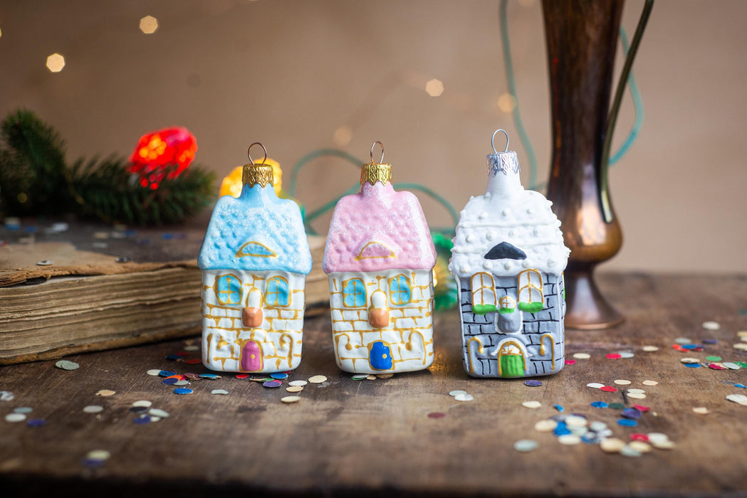 Glass Gingerbread House Ornament, Handblown Christmas