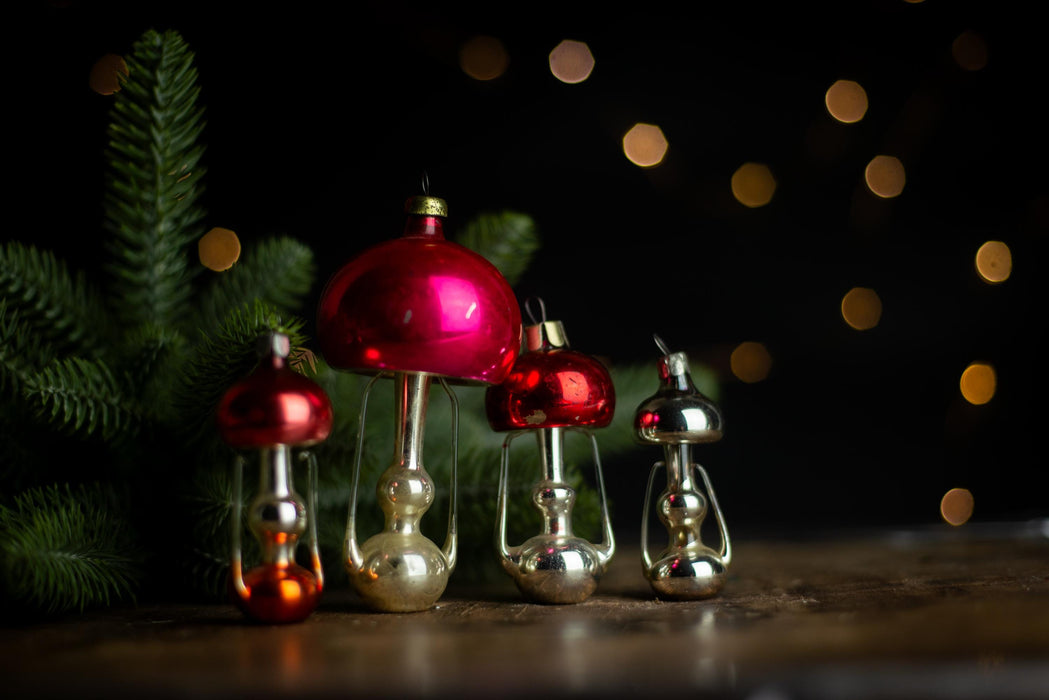 Vintage Glass Oil Lamp Ornament, USSR 1970s Christmas