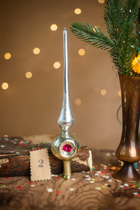 Vintage Silver Glass Christmas Tree Topper – 1950s