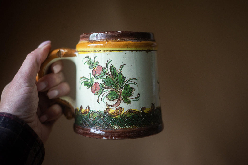 Flower Ceramic Beer Mug Vintage German Stein Bavarian Tankard Gift