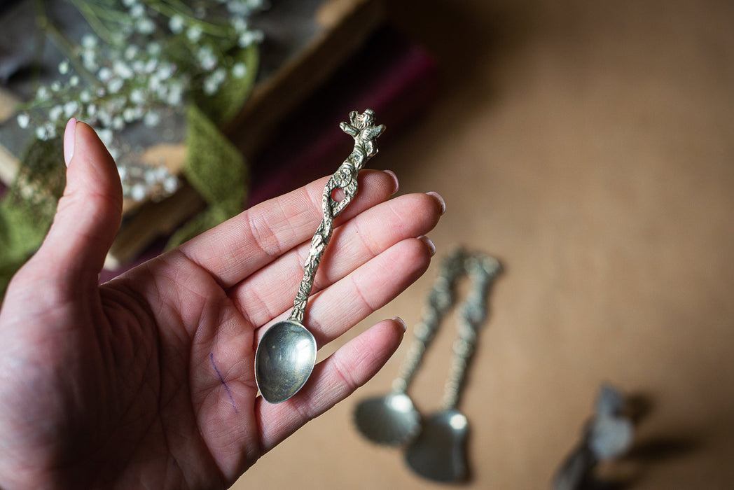 Set of 3 Vintage German Silver Tone Serving Spoons, Mid Century Tableware