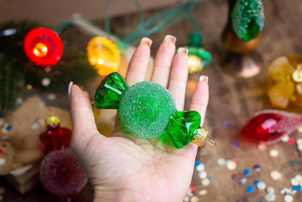 Glass lollipop ornament, Xmas tree candy hand blown