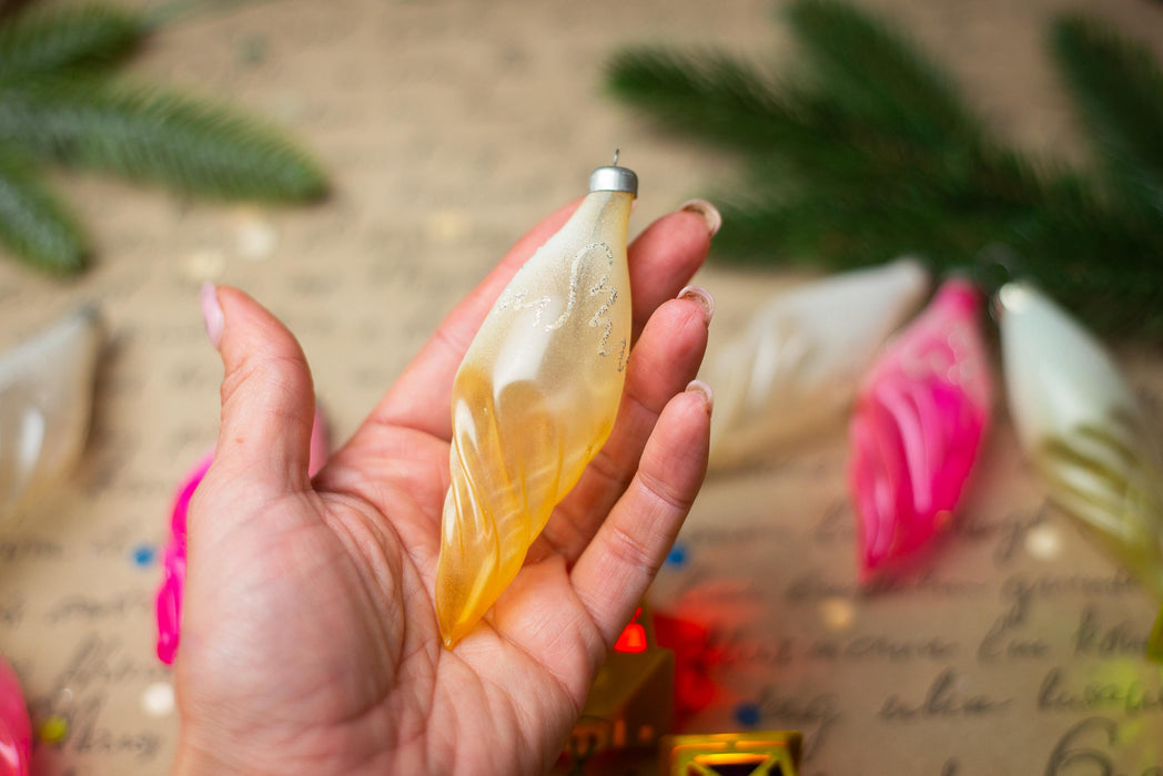 Candy Glass Icicle Christmas Ornaments, Vintage Set of 7