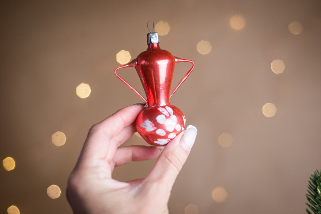 Vintage Glass Jug Ornament, 1960s Blown Pitcher Figurine