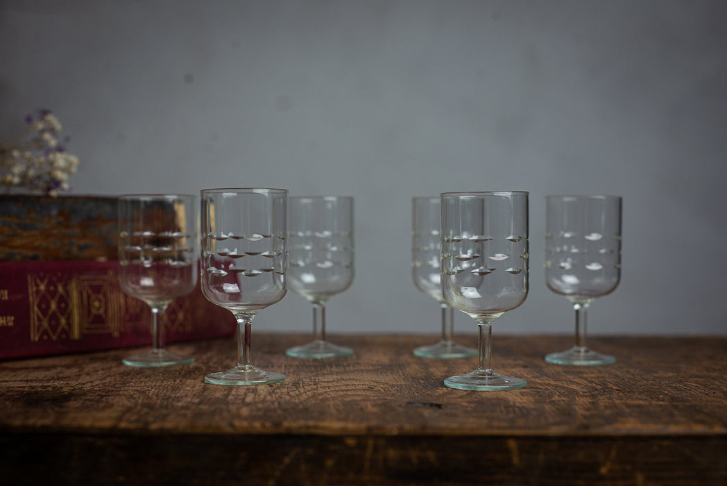 Vintage Czech Engraved Shot Glasses – Set of 6