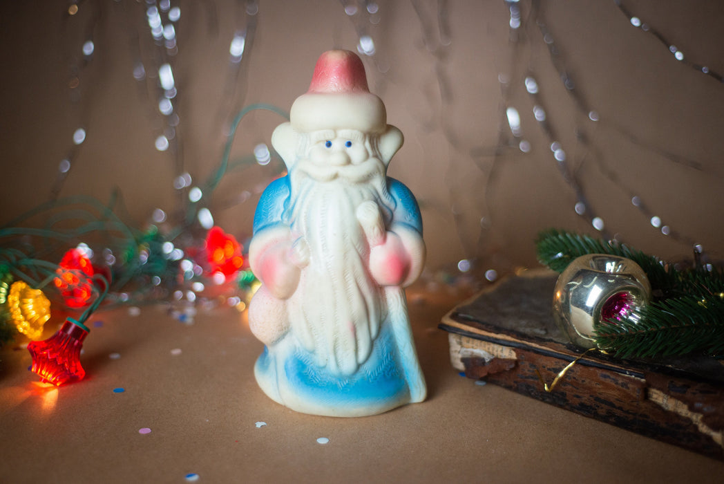 Vintage Santa Claus Rubber Figurine, Rustic Christmas