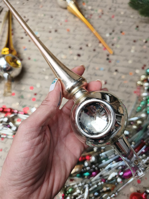 Vintage Gold or Silver Glass Reflector Tree Topper – 1960s