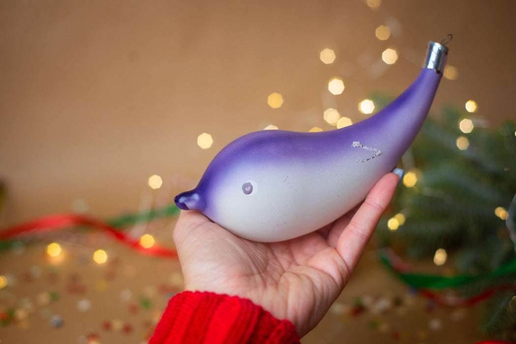 Vintage Purple Ombre Glass Dolphin Christmas Ornament