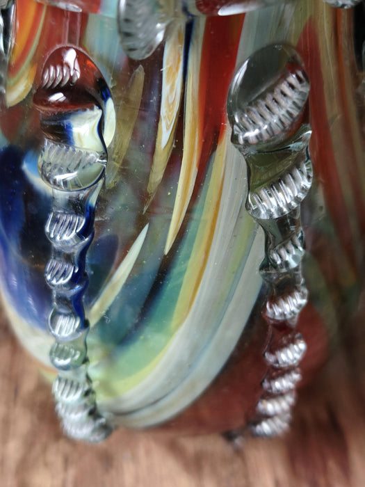 Murano Style Glass Vase, Hand Blown Colorful Mid Century Art Vase Decor
