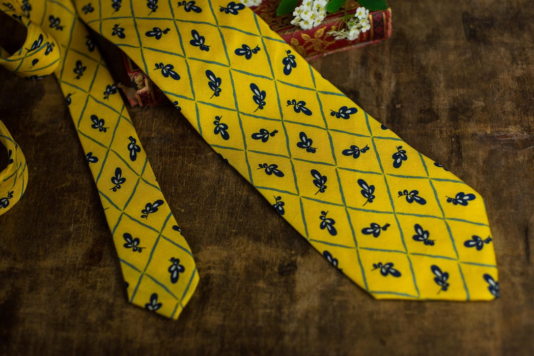 Vintage Silk Neckties, Designer Wedding Tie Collection, Yellow Brown Formal Ties