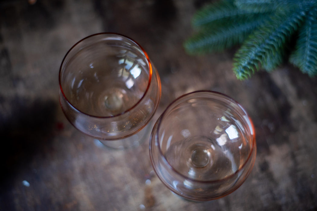 Vintage Brandy Glasses, Set Of 2 Stemmed Cognac Goblets, RetroBar