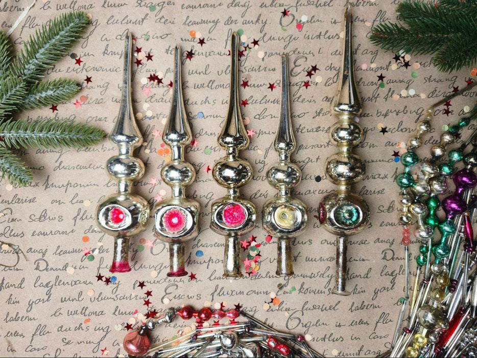 Vintage Silver Glass Christmas Tree Topper – 1950s