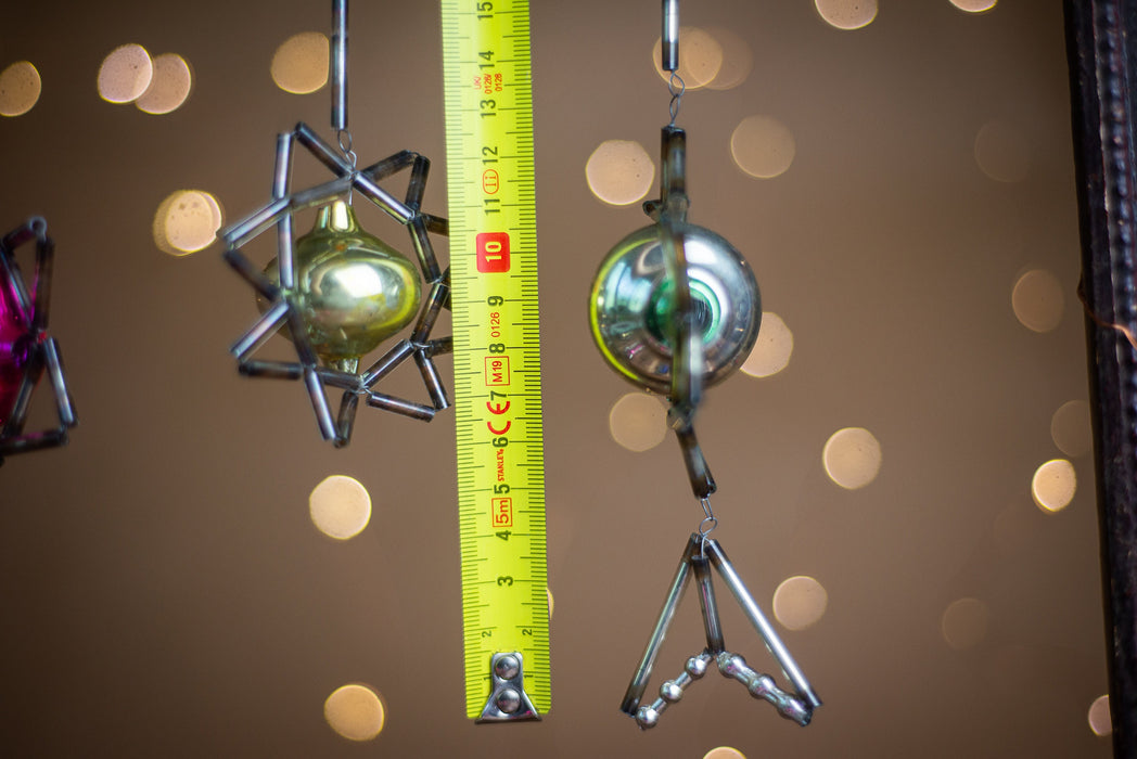 Vintage Mercury Glass Ornaments, Beaded Space Star, 1950s