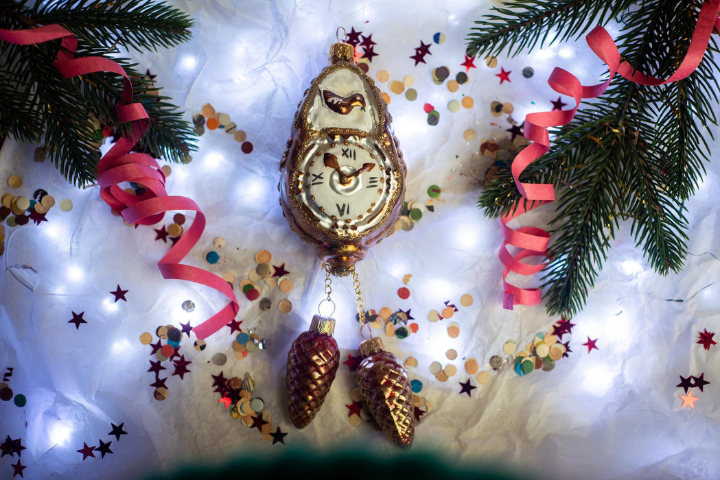Cuckoo Clock Christmas Ornament, Retro Handmade Tree