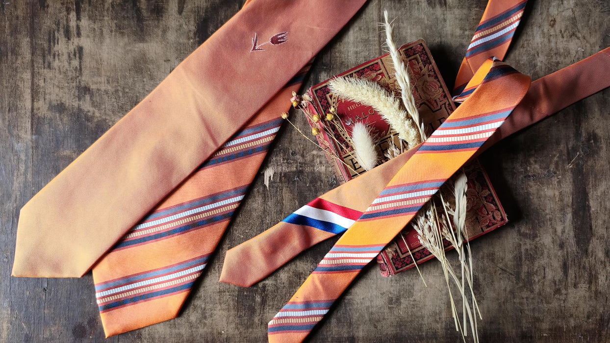 Vintage Silk Tie Pink Peach Necktie, Striped Designer Tie, Wedding Formal Mens Accessory