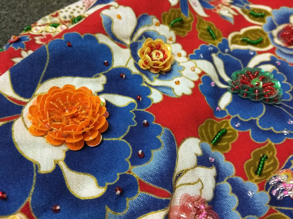 Vintage Floral Sundress - Adjustable Strap Sundress With Embroidered Cotton Details