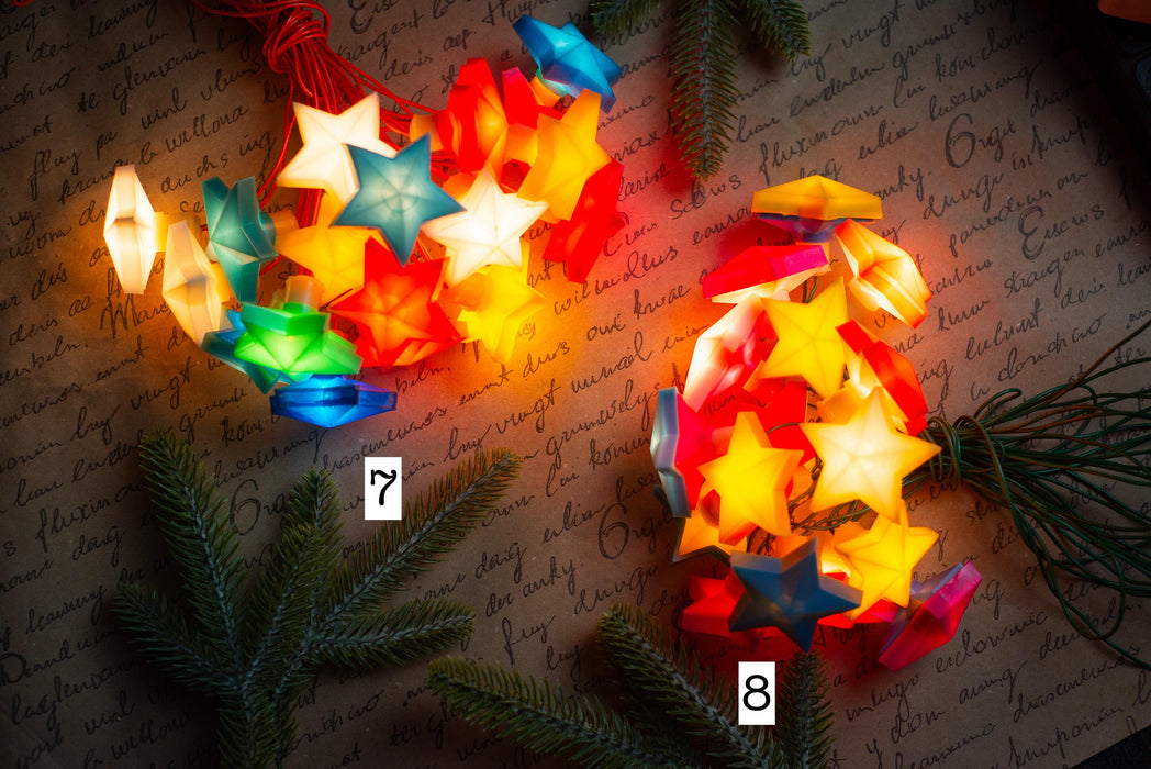 Vintage Star Christmas Lights, Retro Christmas Tree Garland, Working Christmas String Lights