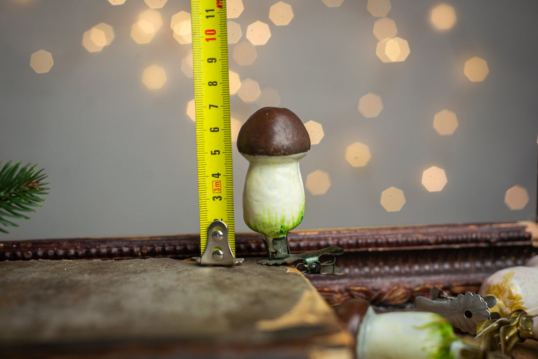 Vintage Mushroom Glass Ornament, Hand Painted Woodland