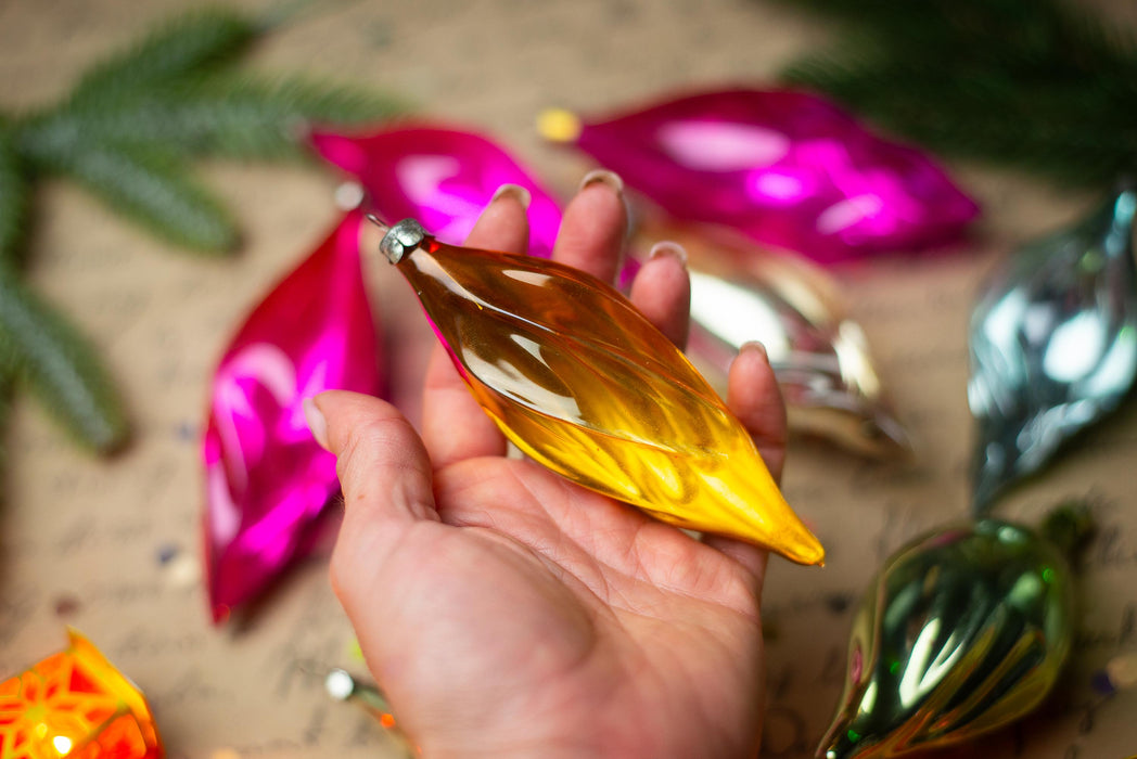 Glass Icicle Christmas Ornaments, Choose Set of 3 or 5