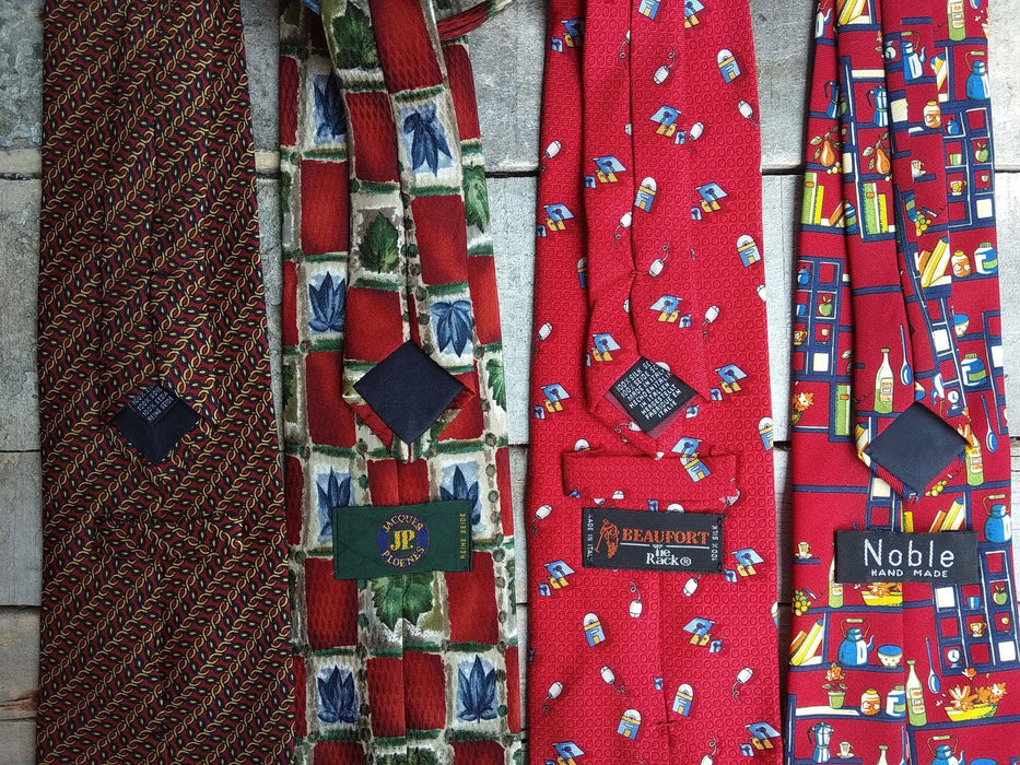 Vintage Silk Ties, Red Floral & Striped Neckties, Retro Mens Accessories, Classic 90s Style