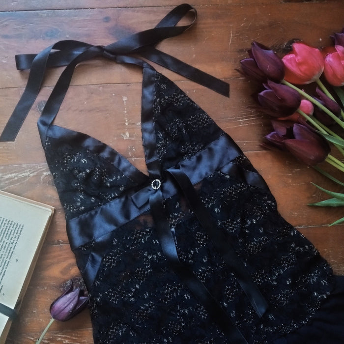 Vintage Nightie - Lace Lingerie Dress With Retro Babydoll & Sheer Slip