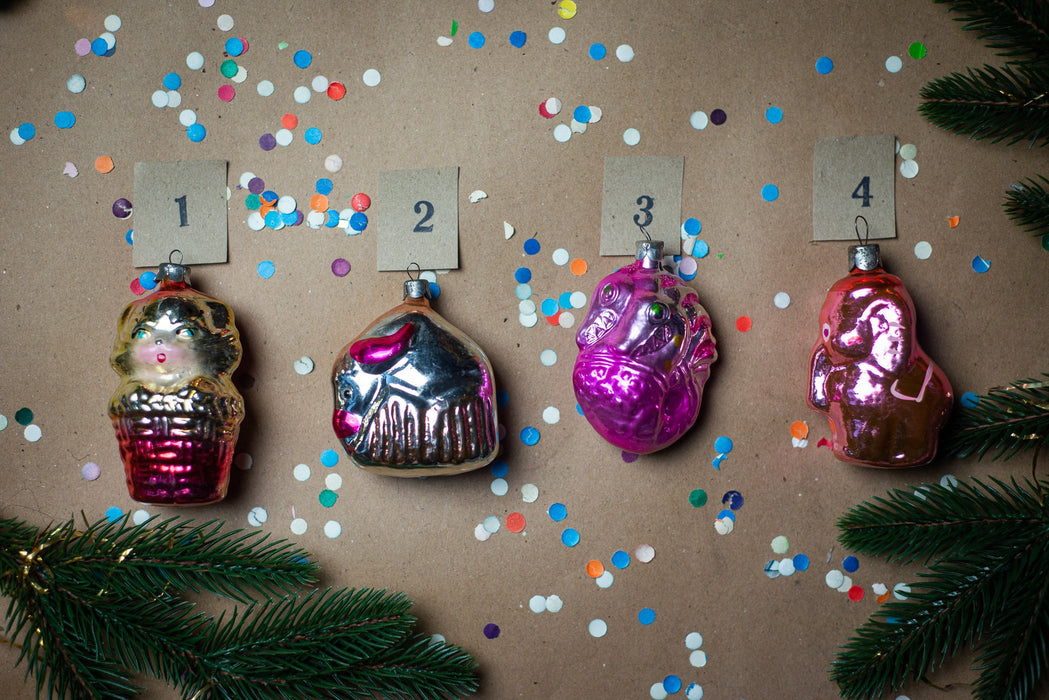 Vintage Glass Animal Christmas Ornaments, Mid Century